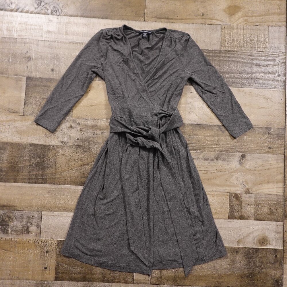 Banana Republic Wrap Dress Women’s XS Gray Stretch Knit Long Sleeve